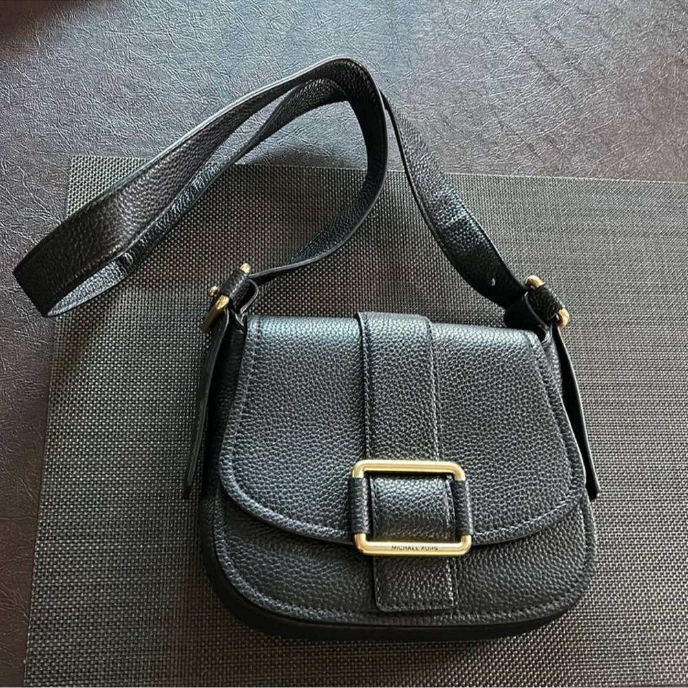 Michael Kors Black Crossbody Bag with Gold Buckle